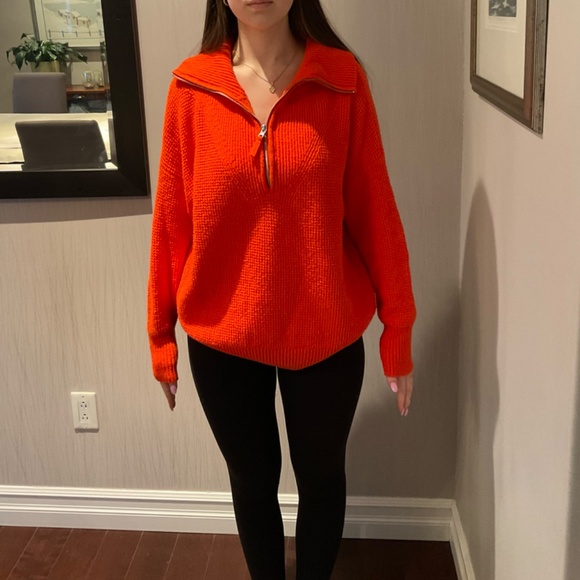 Aerie Orange Knit Sweater, Size Small - Picture 2 of 5